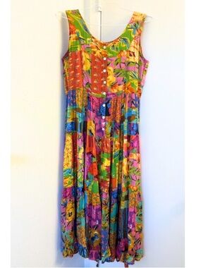 Bila Multicolor Floral Button-Front Maxi Dress